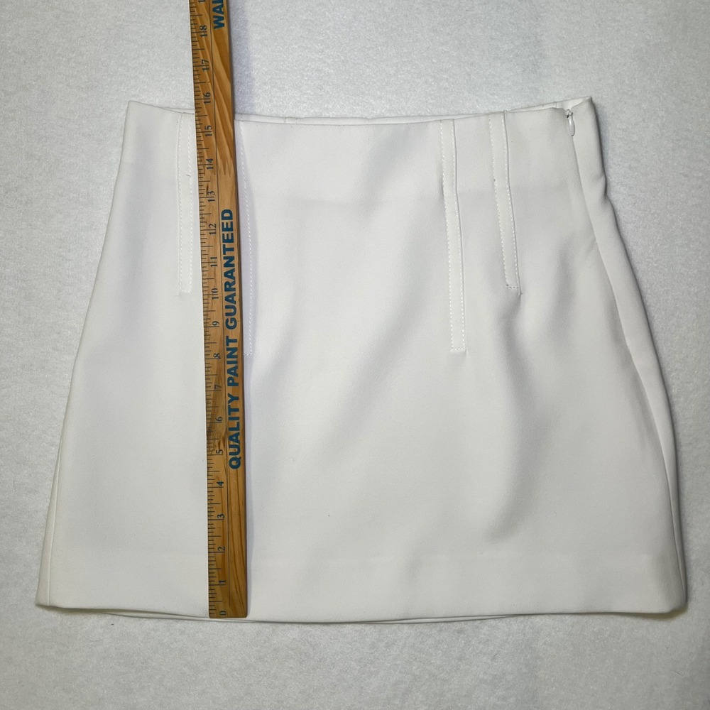 Zara White High Waisted Mini Skirt Size Small Tailored Darted A-Line Minimalist - Picture 7 of 7